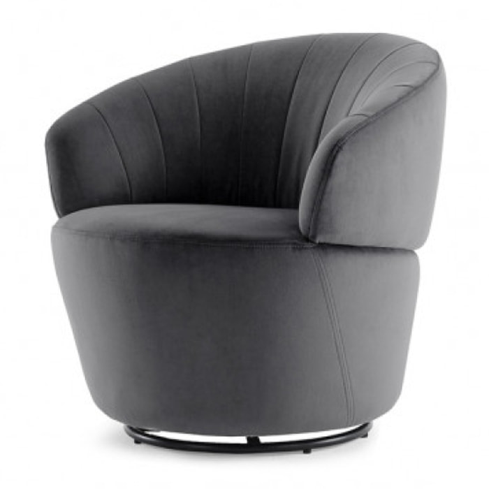 Fauteuil rond pivotant en velours - 5 coloris - ROMANE