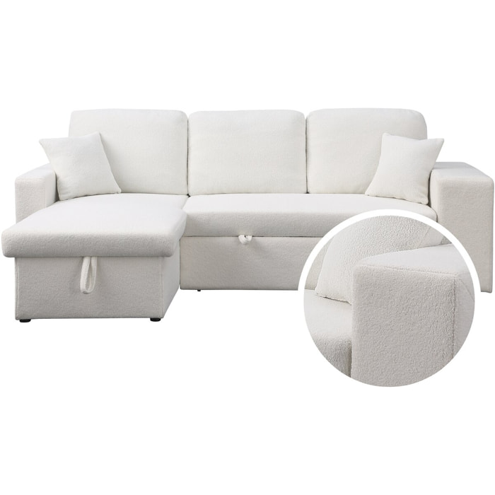 Canapé d'angle bouclettes convertible/reversible "Axel" - 3 Places - Blanc