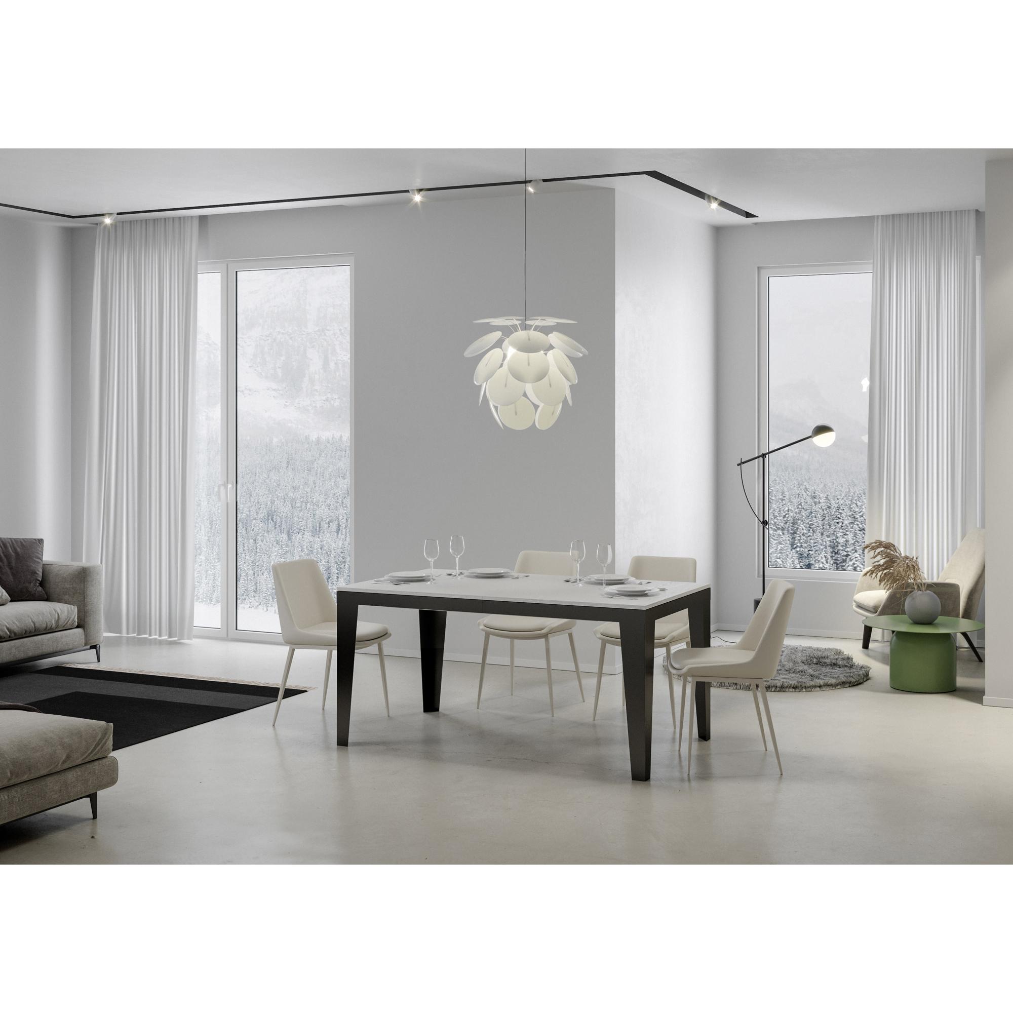 Mesa extensible 90x120/224 cm Flame Evolution Fresno Blanco estructura Antracita