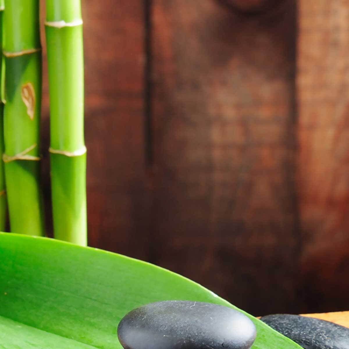 Affiche encadrée zen avec bambou et pierres naturelles Affiche + cadre en métal - Noir