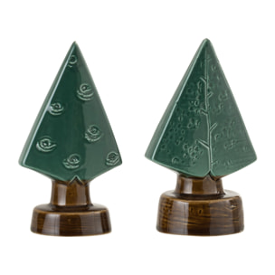 J-Line décoration Arbre - porcelaine - vert - small - 2 pcs