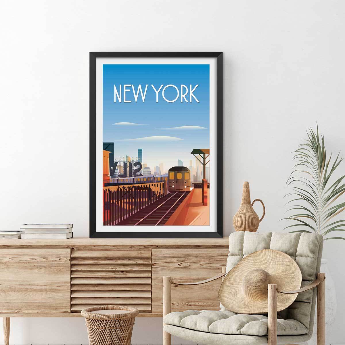 Affiche ville voyage New York City Affiche sous cadre noir
