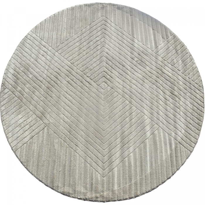 Très grans tapis rond de salon Ø240cm CERNAN Beige, tapis rond ton sur ton moderne