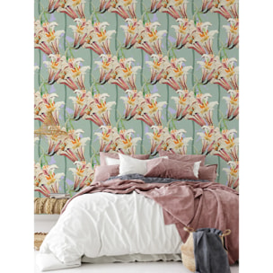 Carta da Parati Gigli Rosa in stile Art Nouveau