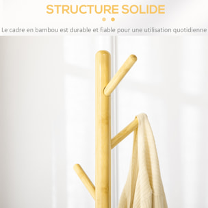 Porte-manteau design scandinave branches 8 patères Ø 37,8 x 175,6H cm piètement métal gris bois bambou verni