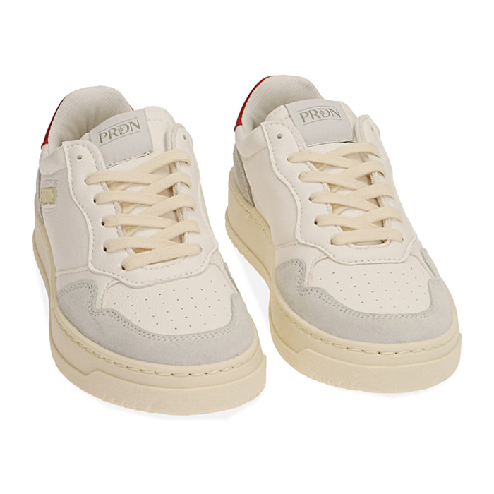 Sneakers bianco/rosso, suola 4 cm