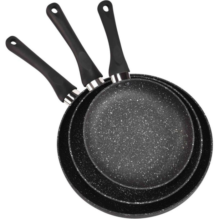 Batterie de cuisine ESSENTIELB 3 poeles Pietra black