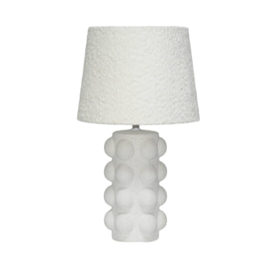 Lampe de table intérieur céramique moucheté blanc et noir. abat-jour en bouclette H 45cm - Mia