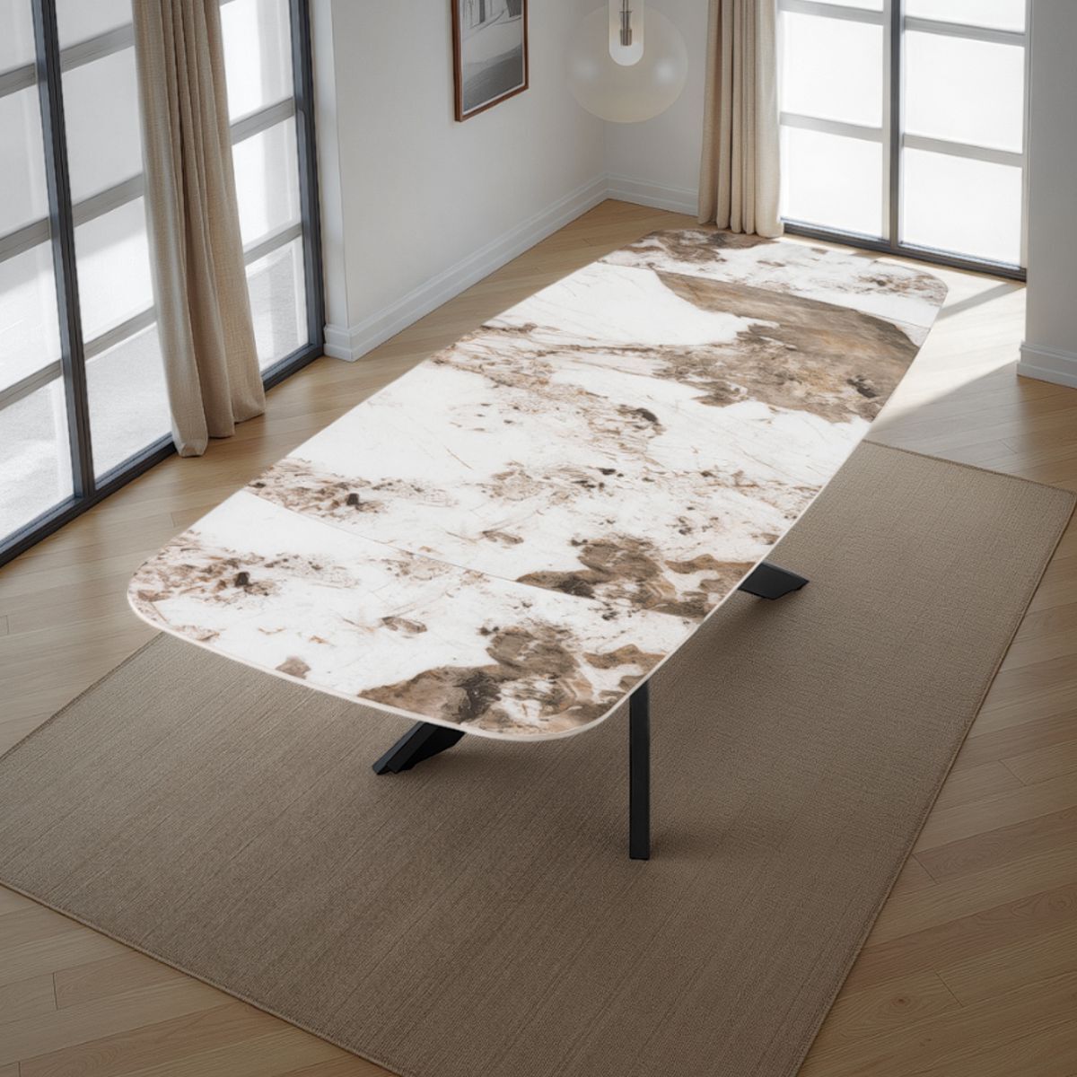 Tomasucci GEMY 160 ONICE MARBLE - Table ovale extensible NOIRE