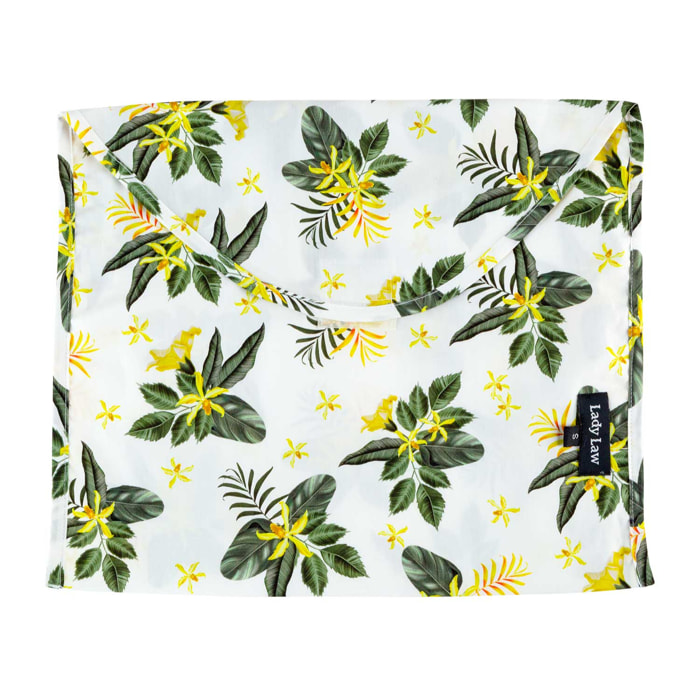 Pigiama leggero DONNA cotone bianco fiori gialli e verdi