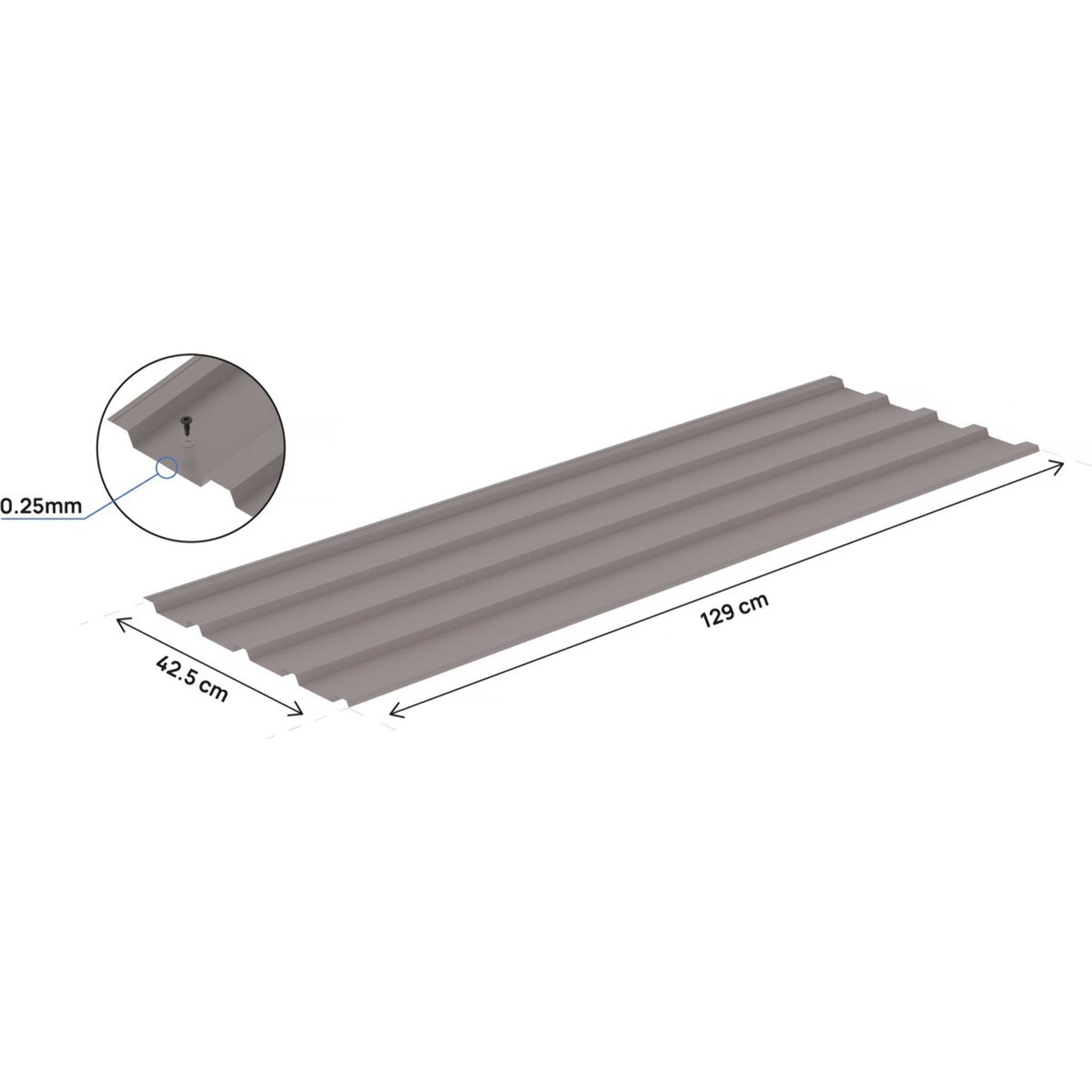 Lot de 12 tôles de bardage en acier galvanisé "Atlanta" - 129 x 42 cm - Taupe