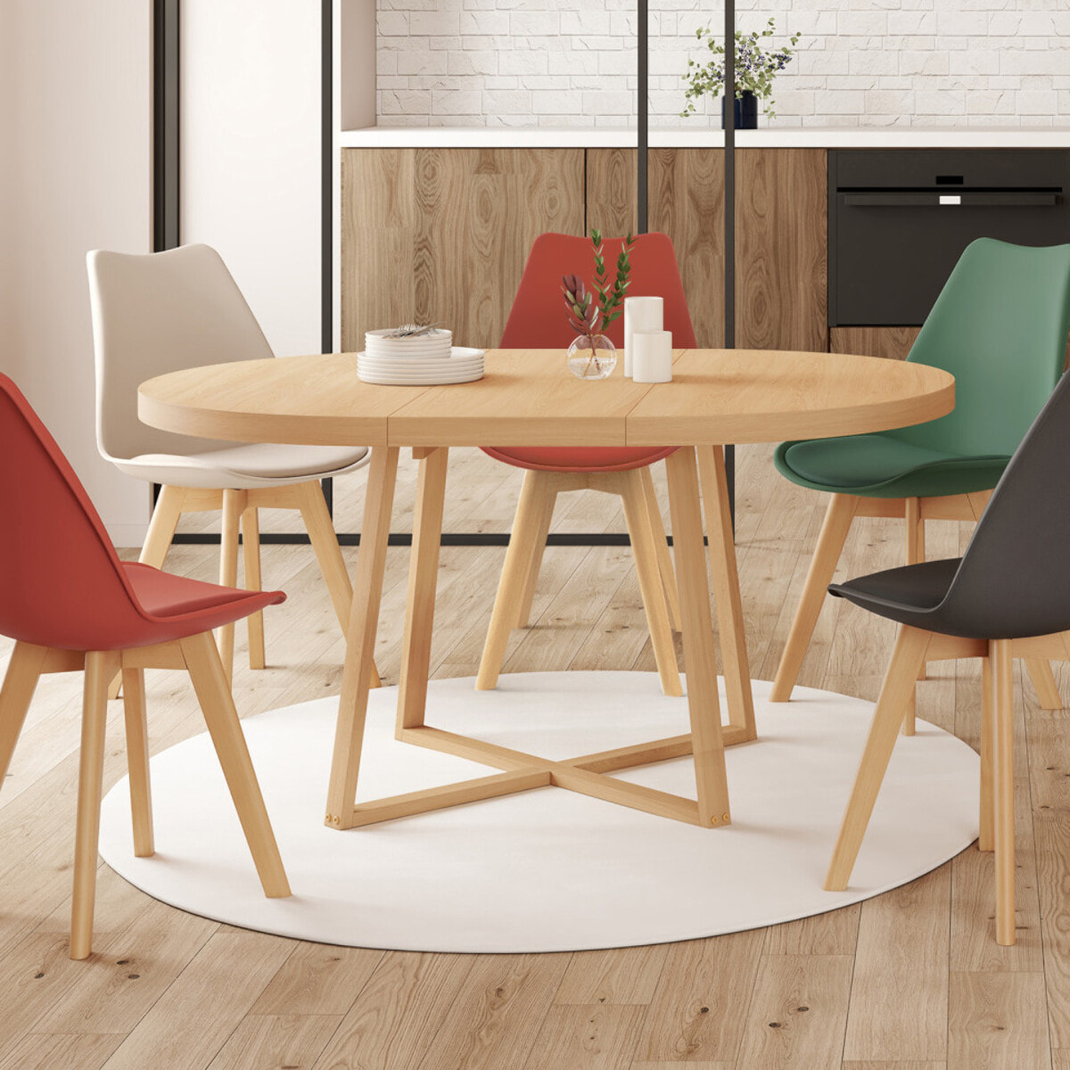 Table à manger ronde extensible Sana Ø110-150cm