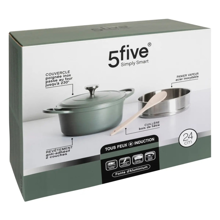 Cuiseur vapeur D24cm fonte d'aluminium vert
