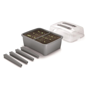 Jardinera alta 83 l, con tapa de policarbonato, para proteger tus plantas, prosperplast respana planter set de plástico en color gris piedra, 96,3 (al