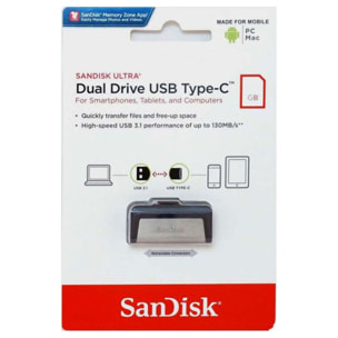 Clé USB SANDISK Ultra Dual Drive USB + USB Type C 128GB