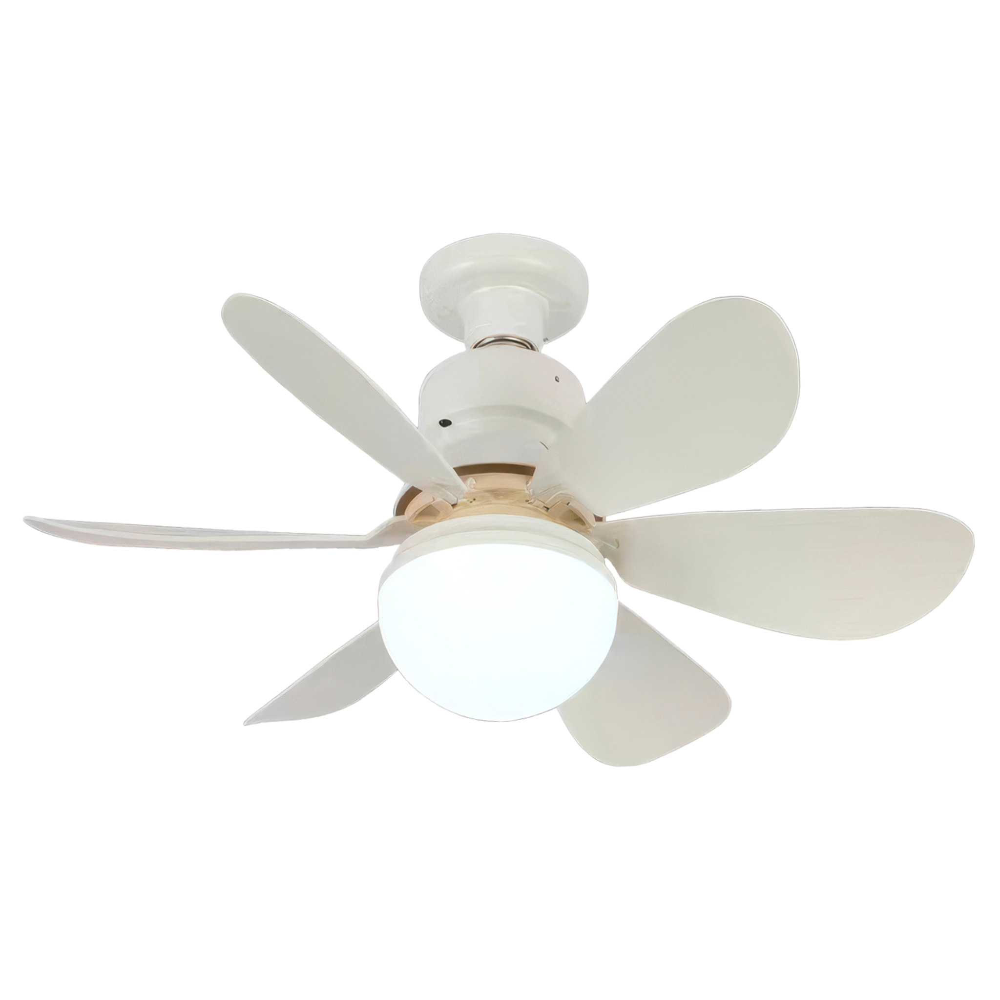 Ventilador de techo FS-HX-R420 de 42 cm. Adaptador E27, 3 velocidades y luz LED regulable de 12 W. Incluye mando a distancia.