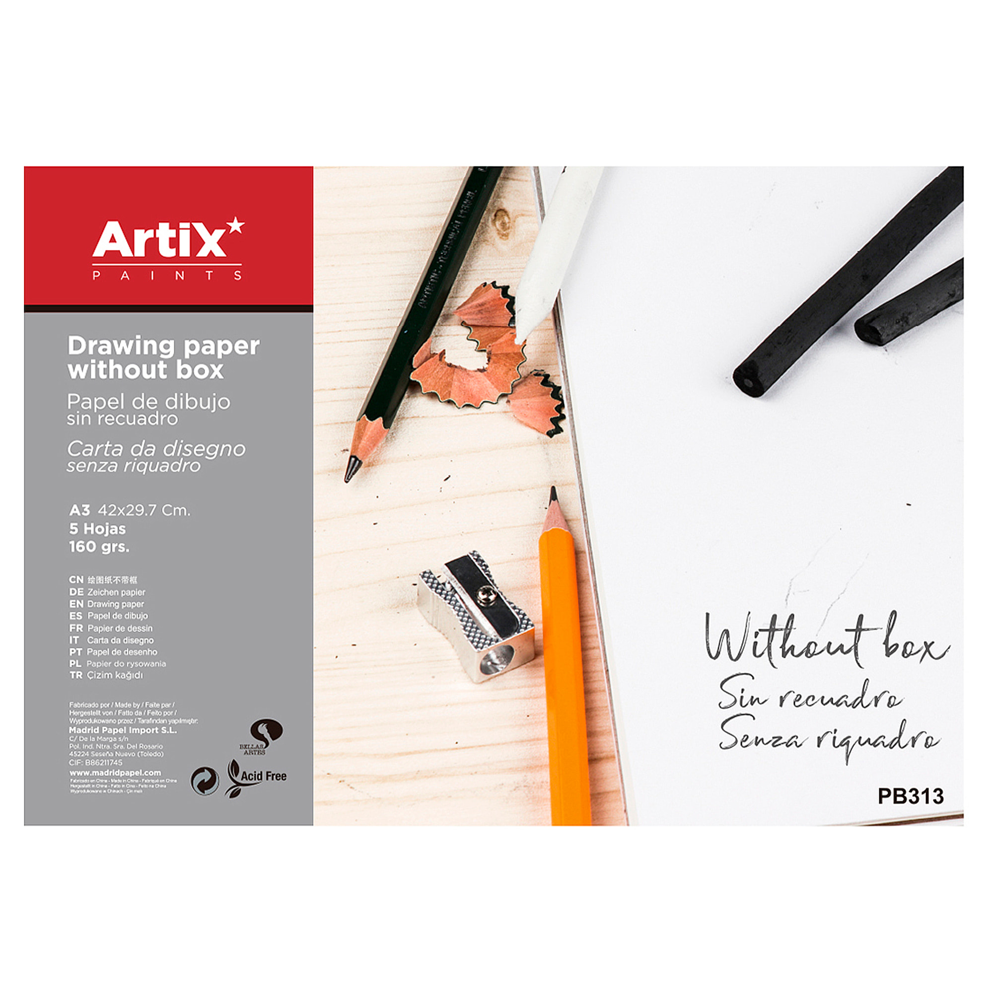 12 packs PAPEL DE DIBUJO A3 5 HOJAS