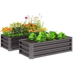 Juego de 2 Jardineras Exterior Grandes de Acero Galvanizado, Huertos Urbanos, Maceteros Exterior Elevados para Plantas, Flores, Terraza, Jardín, Resistente a la Intemperie, 110x50x30 cm, Gris