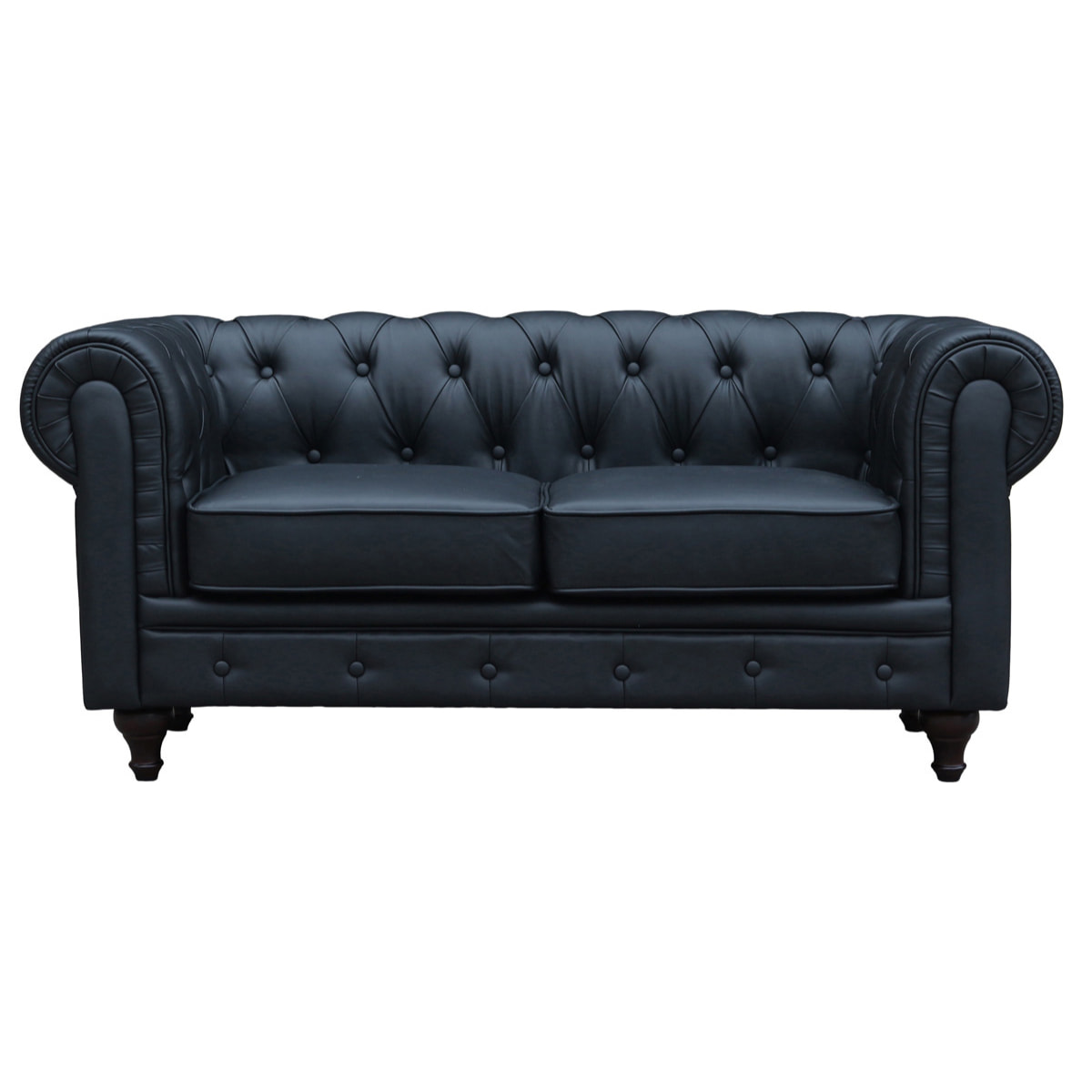 Canapé fixe Chesterfield "Aliza" - 157 x 82 x 70 cm - 2 places - Noir