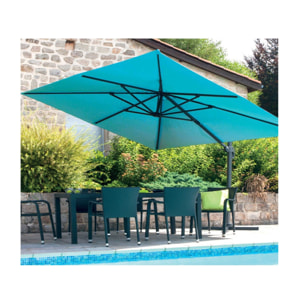 Parasol déporté 3x3m - bleu canard - SUNKING