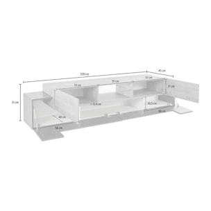 Mobile porta TV Amato, Credenza bassa da soggiorno, Base porta televisione, 100% Made in Italy, cm 220x40h51, Antracite e Acero