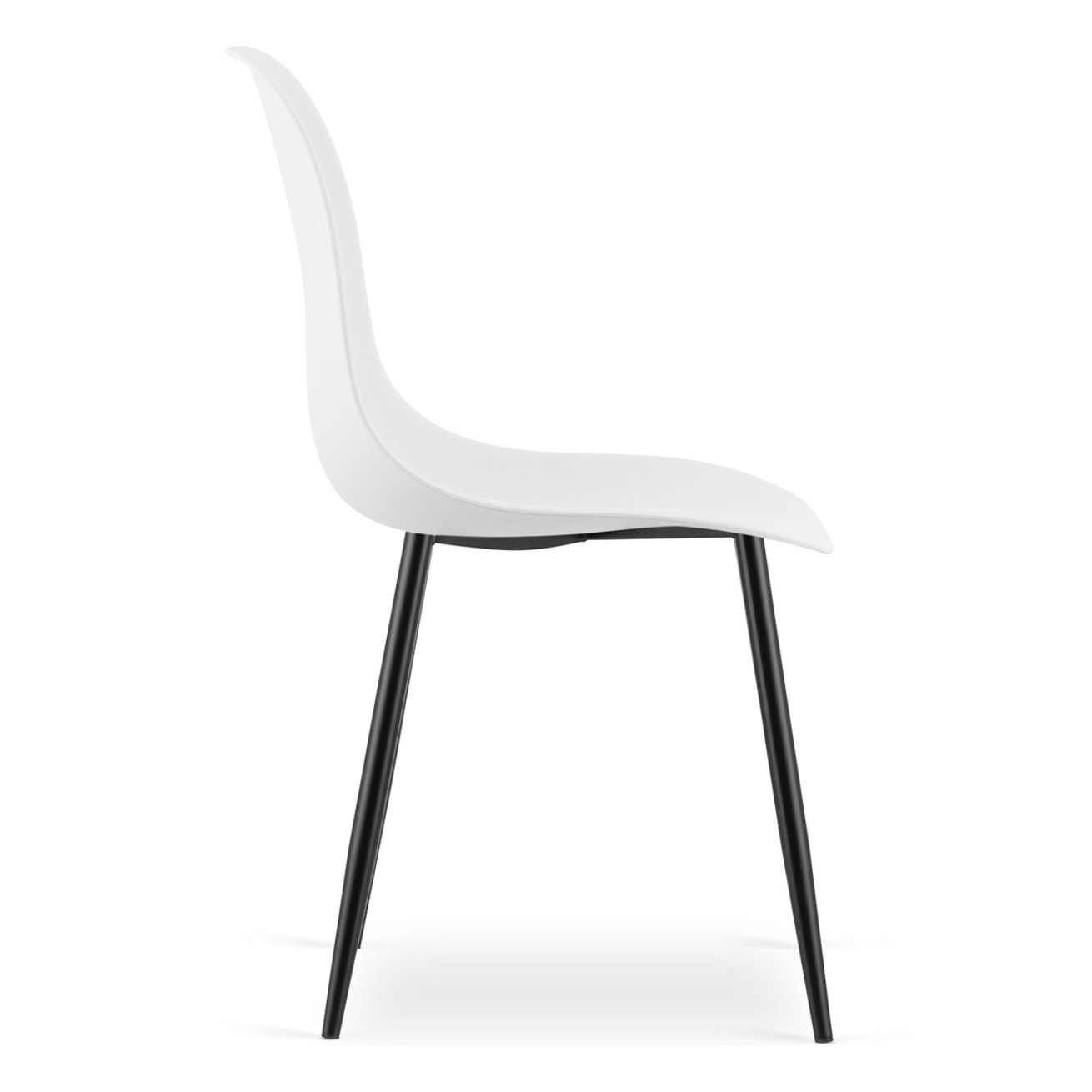Sedia scandinava WAT bianca con gambe in metallo nero