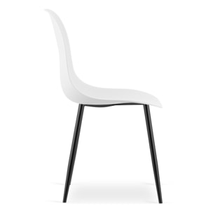 Sedia scandinava WAT bianca con gambe in metallo nero