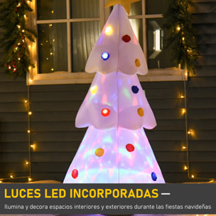 HOMCOM Árbol de Navidad Inflable 158 cm de Altura con Luces LED e Inflador Decoración Navideña para Interiores Exteriores 67x61x158 cm Blanco