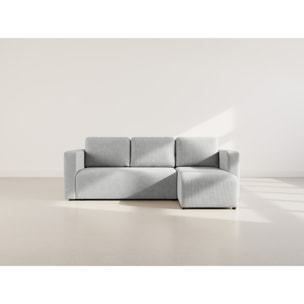 Canopy - canapé d'angle réversible 4 places convertible avec coffre en velours côtelé - Gris clair