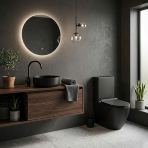 PixL WC à poser sans bride + abattant SoftClose + réservoir de chasse, alimentation par le bas, noir mat (CEPX030RREXVPBKMBI)