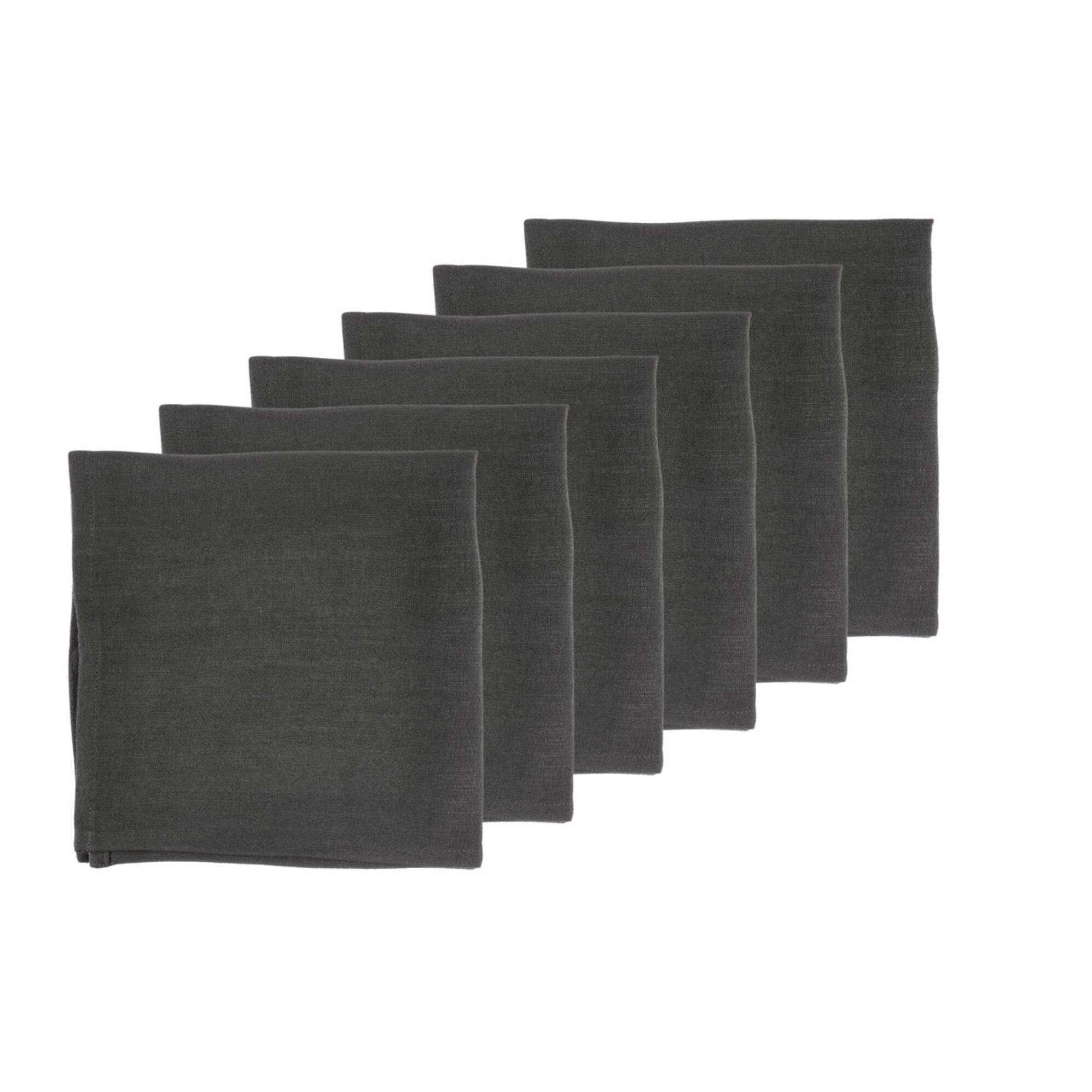 Serviette de table - 6 pièces - Lin et coton gris anthracite