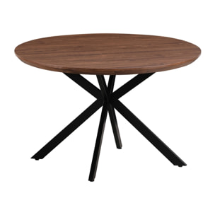 Tavolo tondo 120 cm da soggiorno con top effetto noce - Gabry