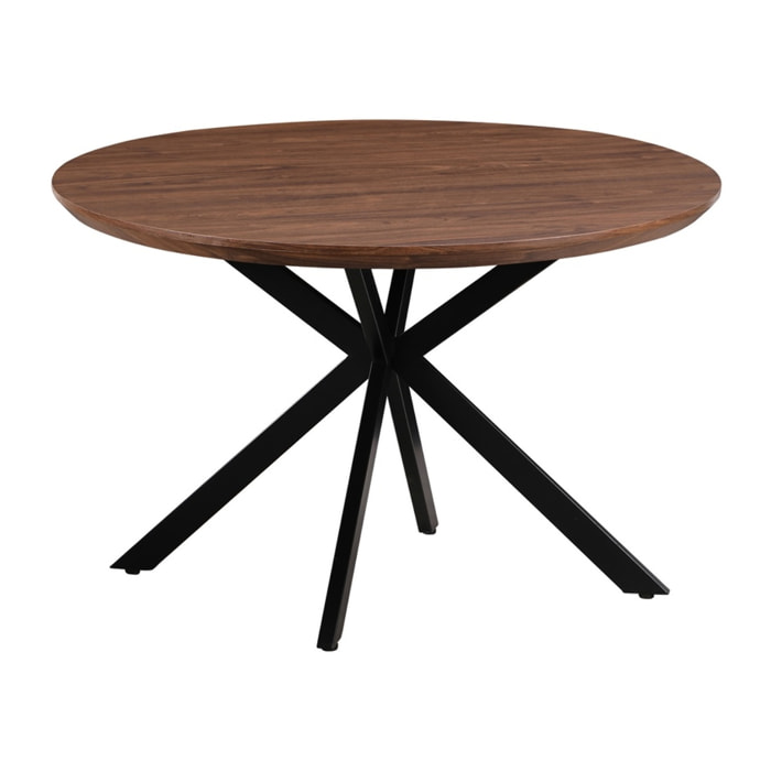 Tavolo tondo 120 cm da soggiorno con top effetto noce - Gabry