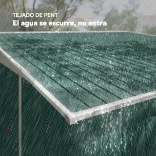 Cobertizo de Jardín Exterior 8,9 m² 280x345x201 cm Caseta de Jardín Exterior Metálica con 2 Puertas Corredizas y 2 Ventanas para Almacenamiento de Herramientas Verde