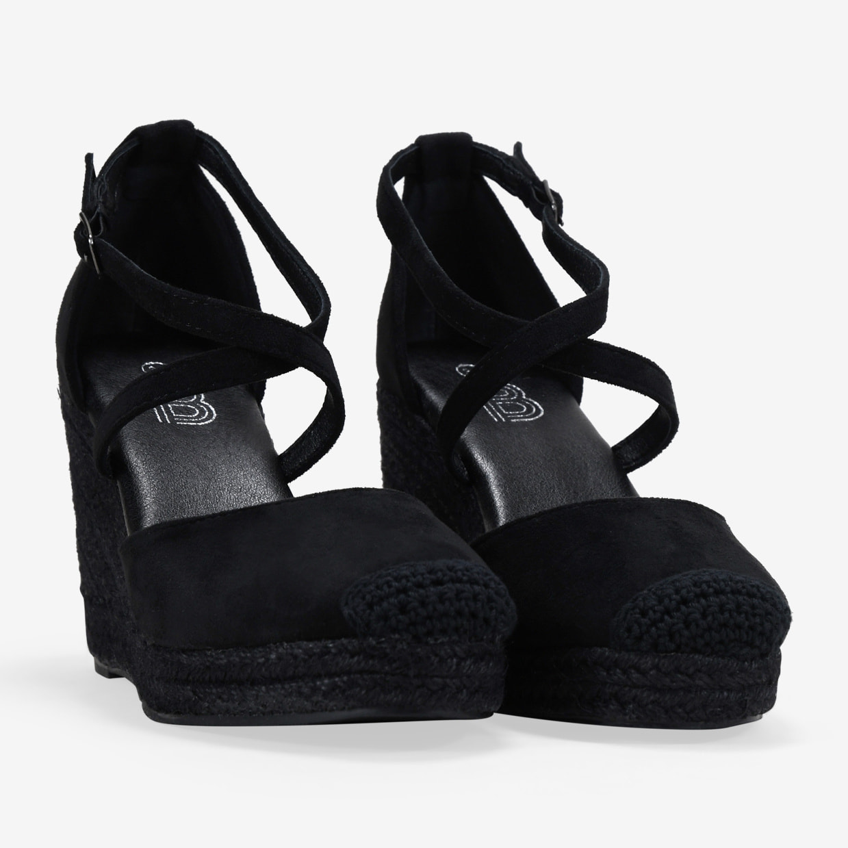 Alpargatas de cuña negras con esparto