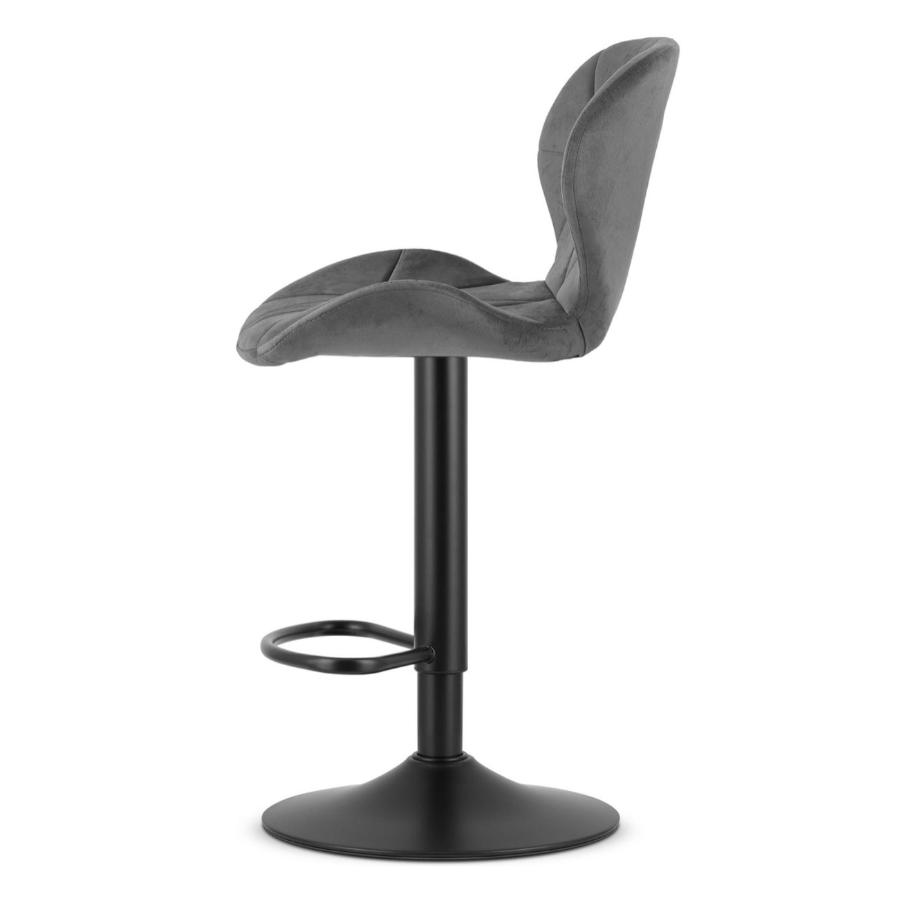Sgabello da bar West in velluto grigio con base nera