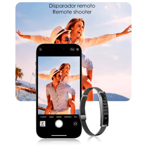 Smartband B3 con monitor inteligente de ritmo cardiaco, sueño y modos de deporte. 1 Correa de metal y 1 de silicona.