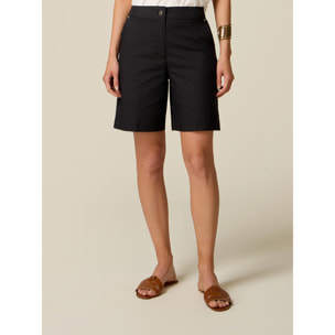 Oltre - Bermuda in gabardine misto cotone - Nero