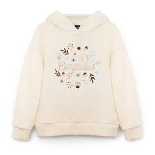 Sudadera con capucha Flowers color beige