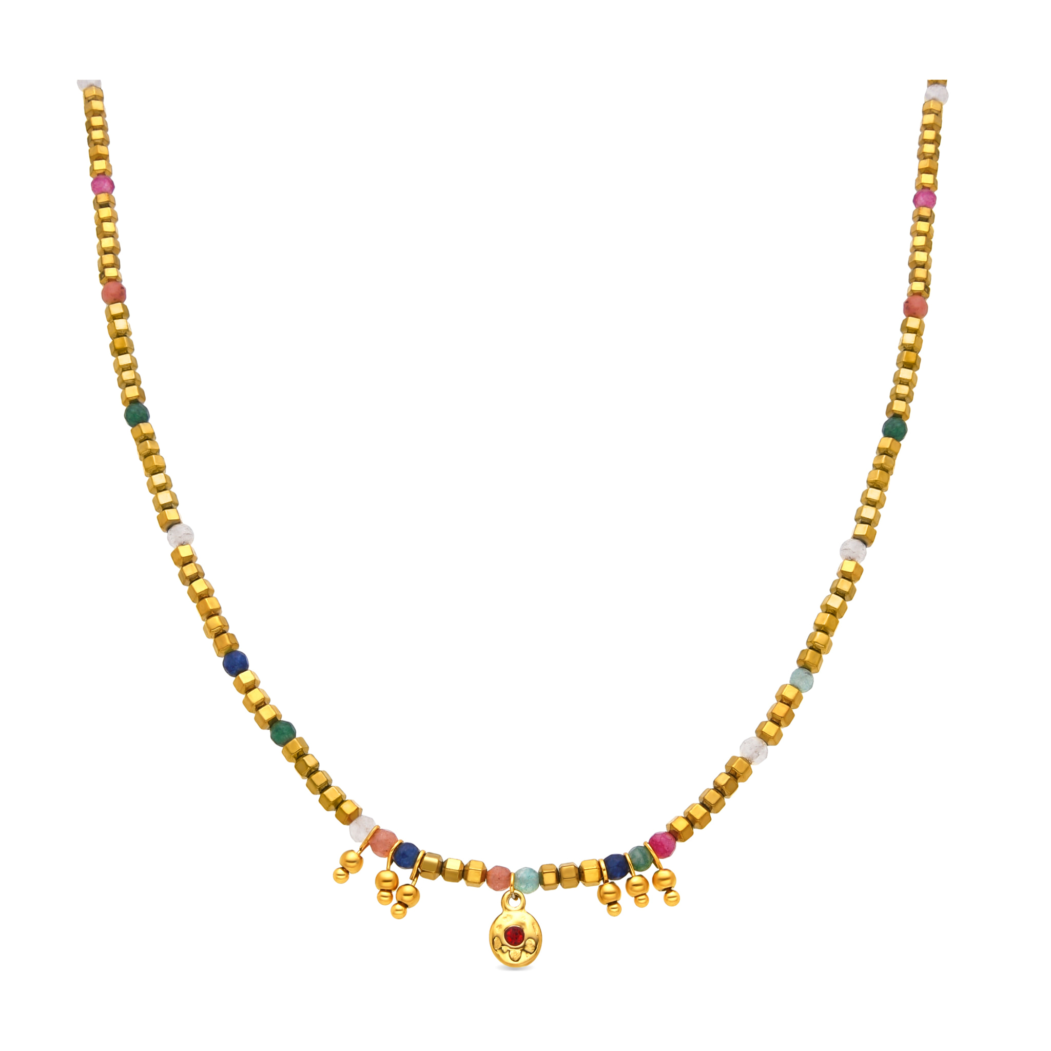 Collar con Cristal Multicolor acabado oro 18k