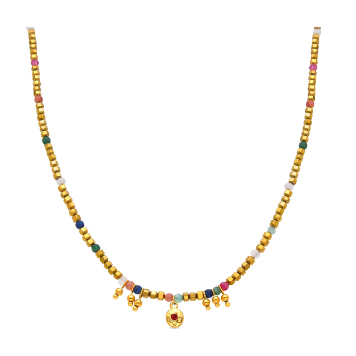 Collar con Cristal Multicolor acabado oro 18k