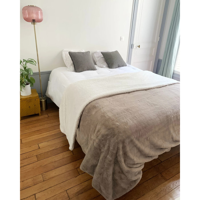 Plaid Couverture Imitation "Lapin" 220x240cm 610g/m² - Cocoon Beige Taupe