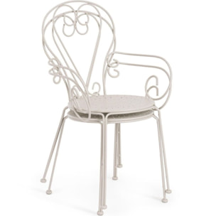 Set di 4 sedie ETIENNE in acciaio beige impilabili, con braccioli