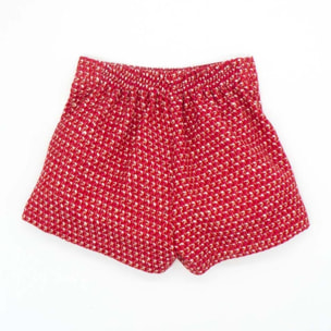 Short chanel con brillo dorado, rojo y blanco