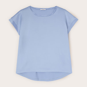 Motivi - T-shirt bimaterica misto cotone - Azzurro