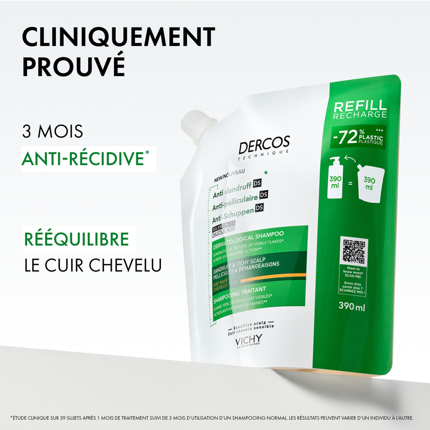 Dercos Technique - Shampooing Antipelliculaire Eco-recharge 390ml