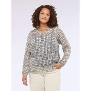 Fiorella Rubino - Blusa con stampa e dettaglio cut out - Nero