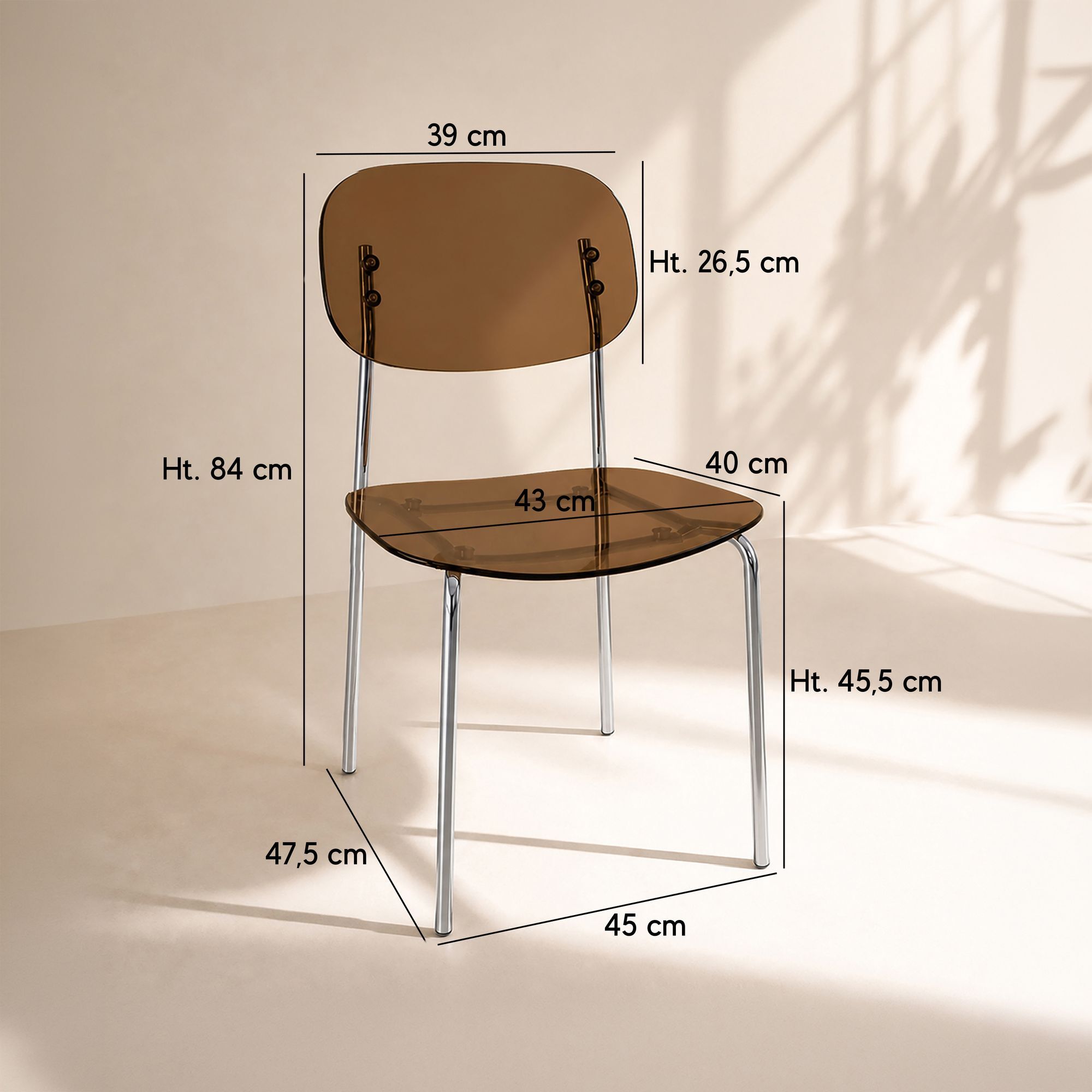 Lot de 2 chaises de table en résine acrylique et métal écorce GLAM