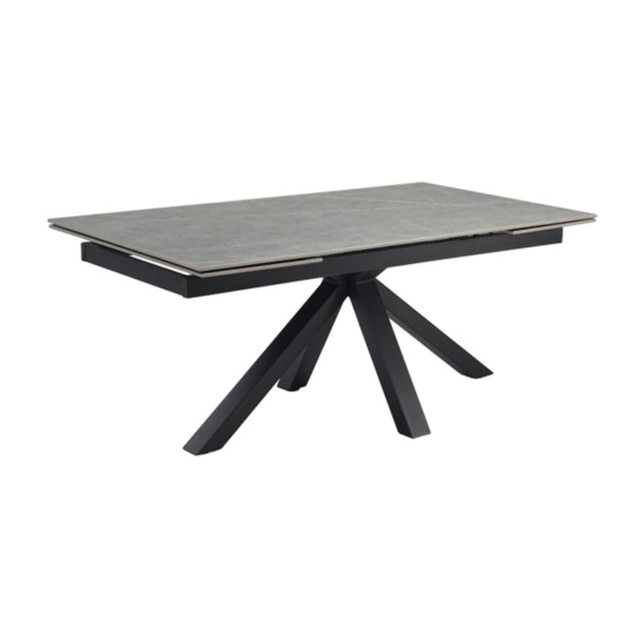 Table extensible céramique gris laqué 180/260cm - 8 piètements - UNIK