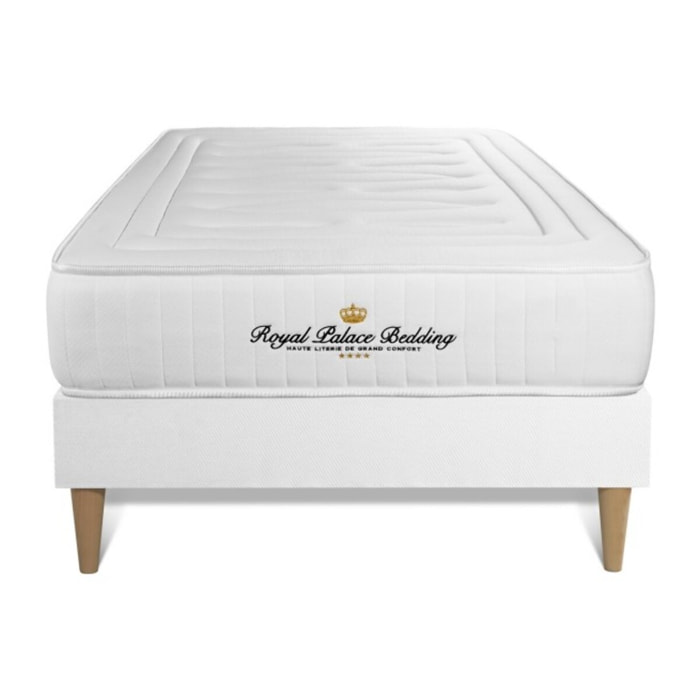 Ensemble matelas LANCASTER ressorts ensachés et mémoire de forme + sommier kit blanc